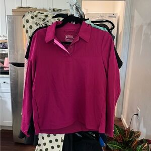 FIGS women's Dark Magenta Nala - Longsleeve Scrub Polo - XS / Dark Magenta